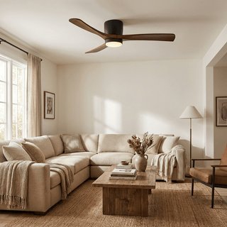 Ventilateur de plafond nordique en bois Ezra avec lumière