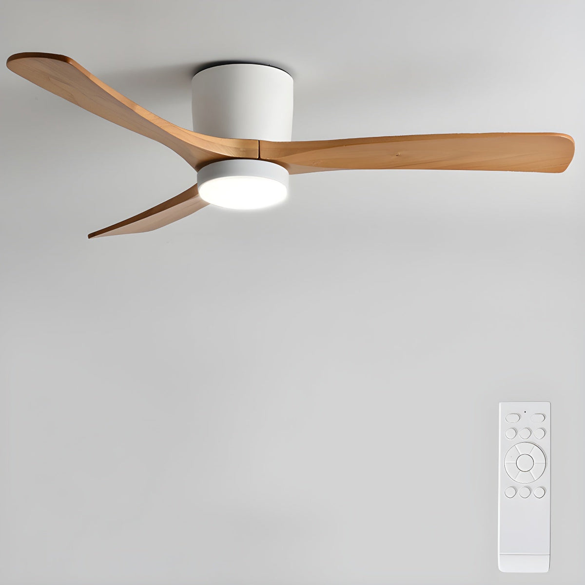 Ventilateur de plafond nordique en bois Ezra avec lumière