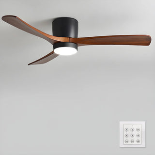 Ventilateur de plafond nordique en bois Ezra avec lumière