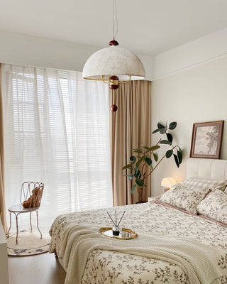 Varaeia Suspension Élégante en Tissu Fleuri et Bois