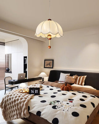 Varaeia Suspension Élégante en Tissu Fleuri et Bois