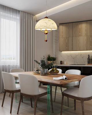 Varaeia Suspension Élégante en Tissu Fleuri et Bois