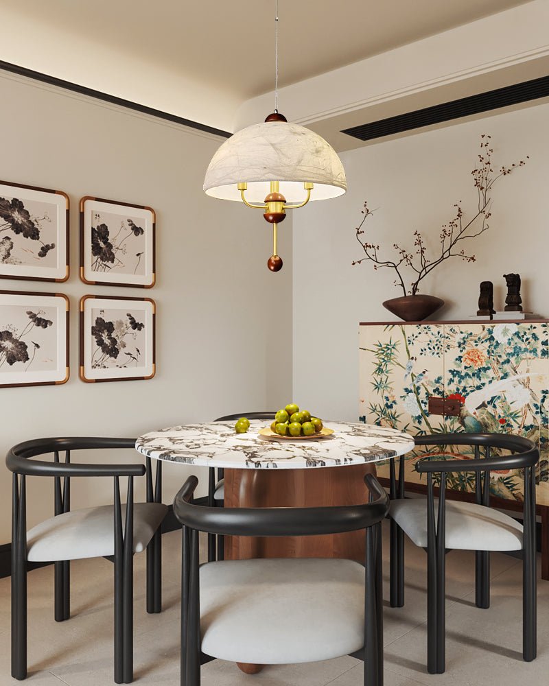 Linora Suspension Élégante en Tissu Fleuri et Bois