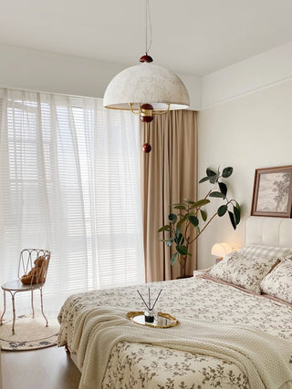 Varaeia Suspension Élégante en Tissu Fleuri et Bois
