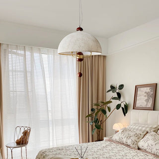 Varaeia Suspension Élégante en Tissu Fleuri et Bois