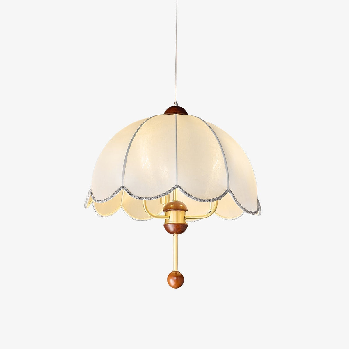 Linora Suspension Élégante en Tissu Fleuri et Bois