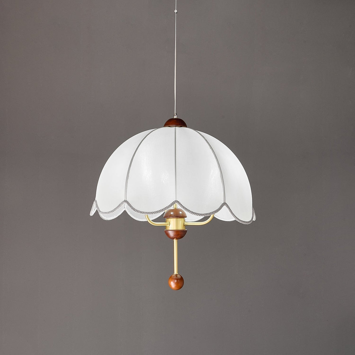 Linora Suspension Élégante en Tissu Fleuri et Bois