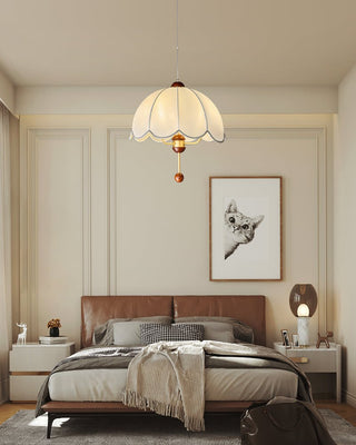 Varaeia Suspension Élégante en Tissu Fleuri et Bois