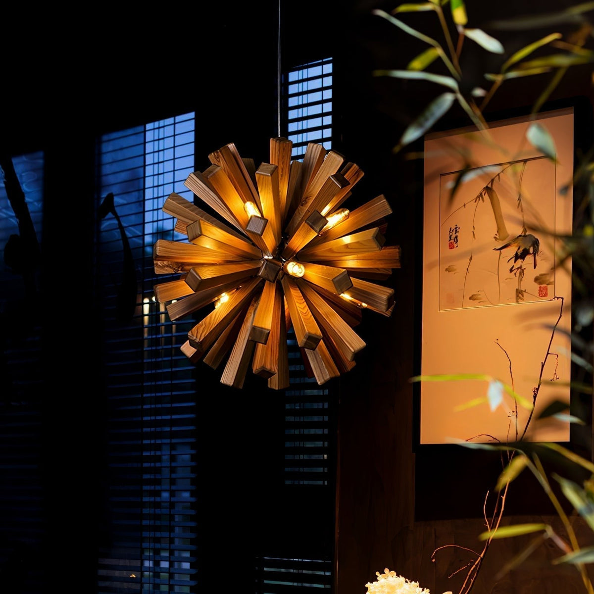 Adraine Lustre Art Nordic Premium en Bois Éclatant