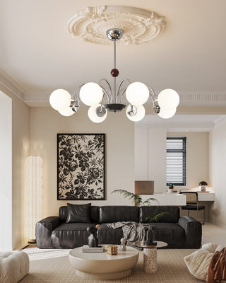Lustra Lustre Bois Verre Contemporain Courbé