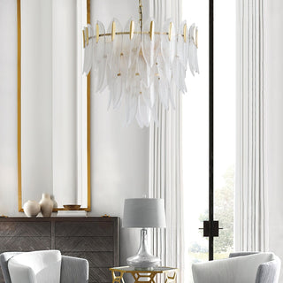 Ivthayra Lustre Postmoderne en Laiton et Verre de Luxe