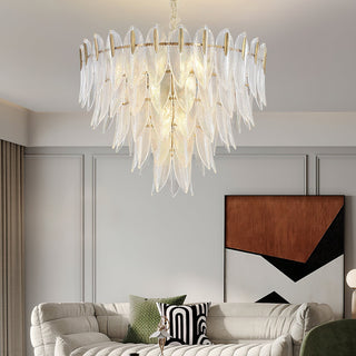 Ivthayra Lustre Postmoderne en Laiton et Verre de Luxe