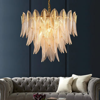 Ivthayra Lustre Postmoderne en Laiton et Verre de Luxe
