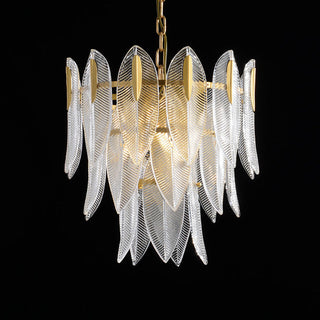 Ivthayra Lustre Postmoderne en Laiton et Verre de Luxe