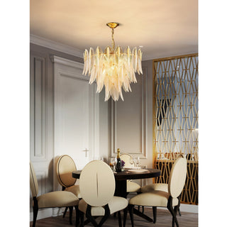 Ivthayra Lustre Postmoderne en Laiton et Verre de Luxe