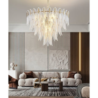 Ivthayra Lustre Postmoderne en Laiton et Verre de Luxe