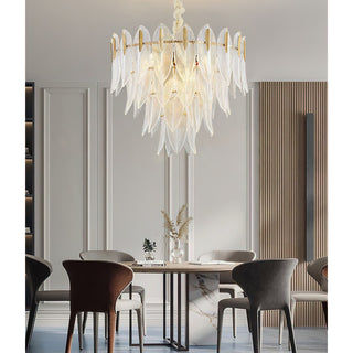 Ivthayra Lustre Postmoderne en Laiton et Verre de Luxe