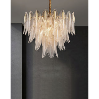 Ivthayra Lustre Postmoderne en Laiton et Verre de Luxe