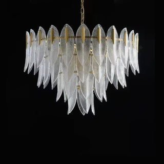 Ivthayra Lustre Postmoderne en Laiton et Verre de Luxe