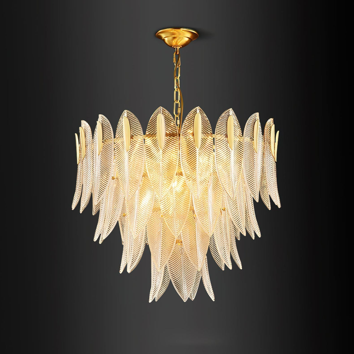 Ivthayra Lustre Postmoderne en Laiton et Verre de Luxe