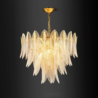 Ivthayra Lustre Postmoderne en Laiton et Verre de Luxe