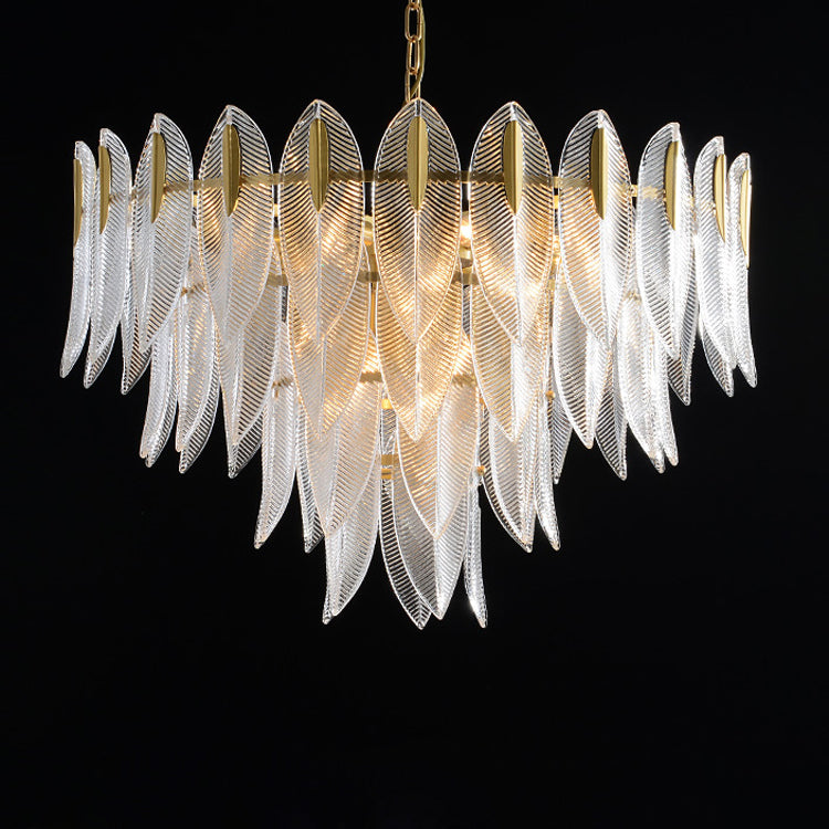 Ivthayra Lustre Postmoderne en Laiton et Verre de Luxe