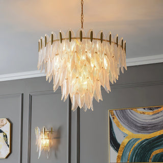 Ivthayra Lustre Postmoderne en Laiton et Verre de Luxe