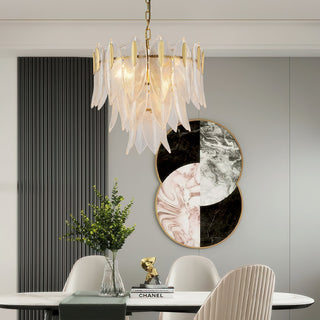 Ivthayra Lustre Postmoderne en Laiton et Verre de Luxe