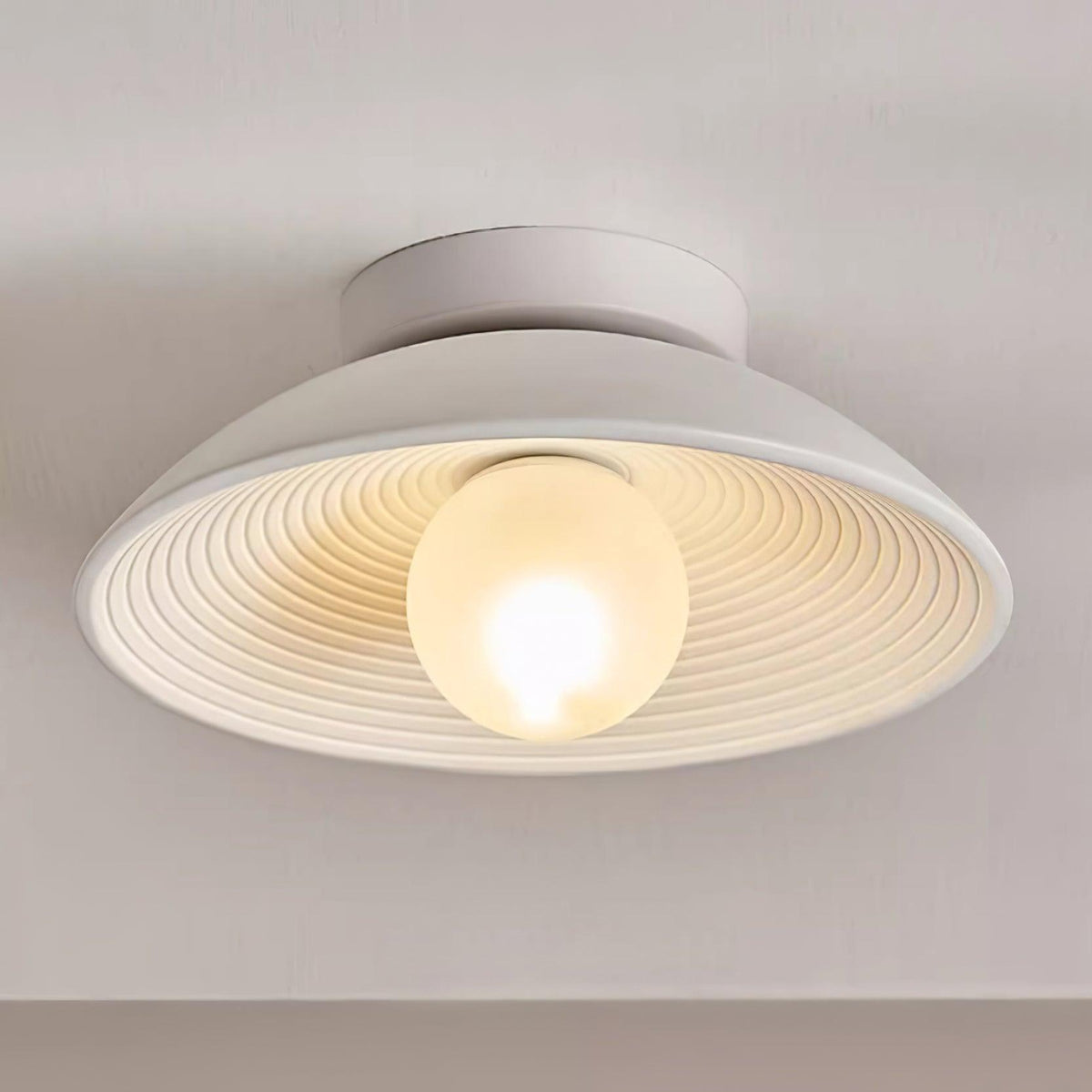Zira Wooden Flush Mount Ceiling Light with Round Globe-Neutral Decor