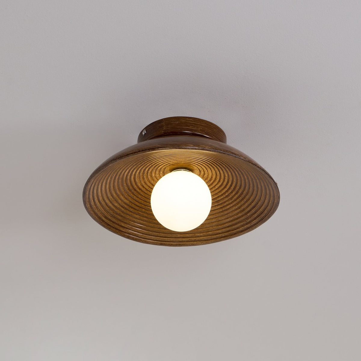 Zira Wooden Flush Mount Ceiling Light with Round Globe-Neutral Decor
