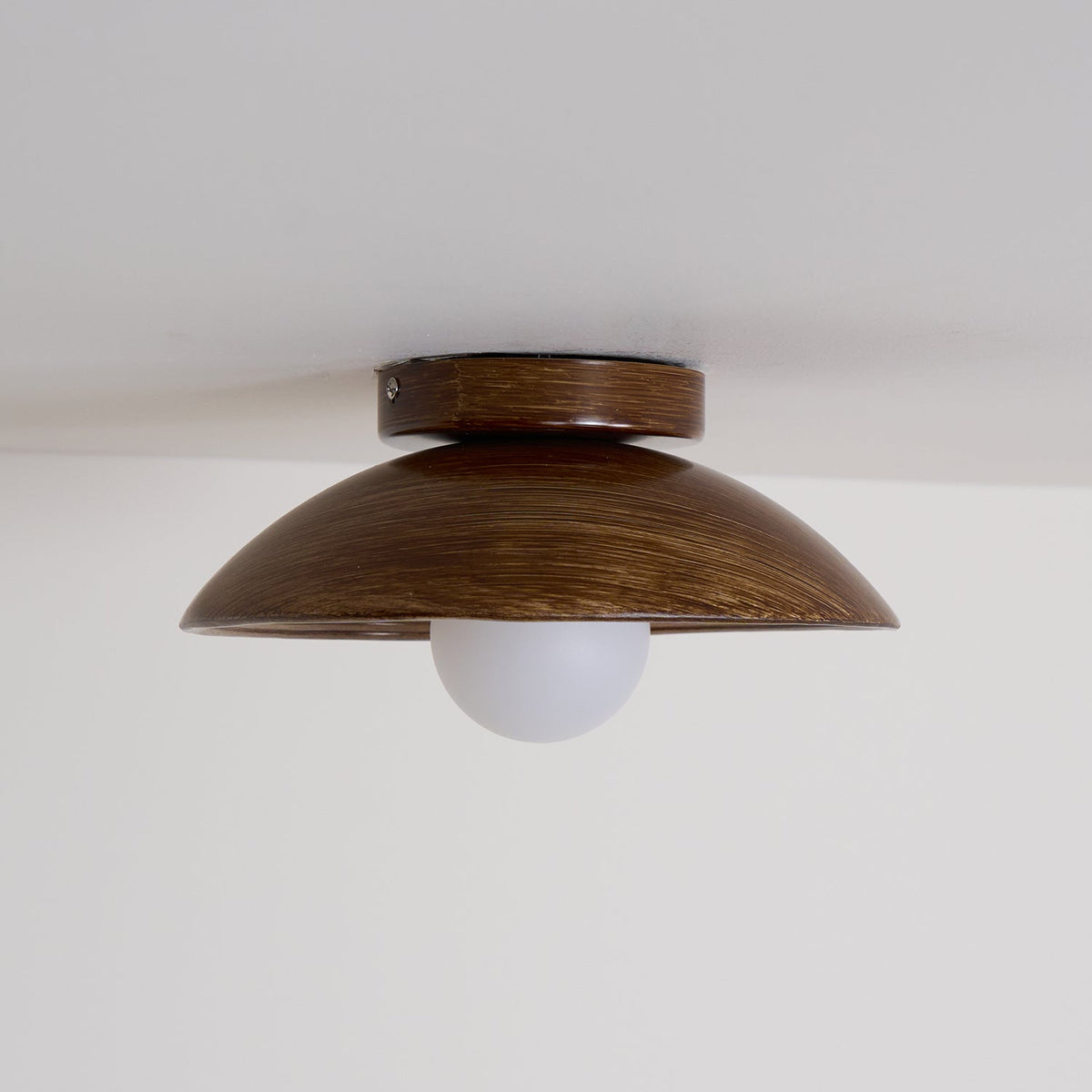 Zira Wooden Flush Mount Ceiling Light with Round Globe-Neutral Decor