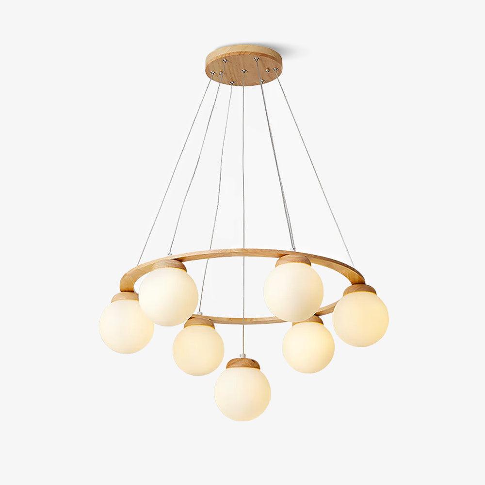 Vivelia Lustre en Bois avec Anneau et Globes