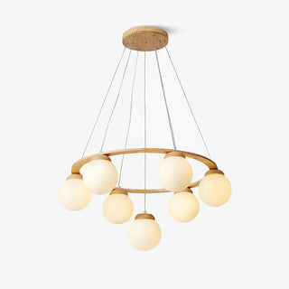 Lustra Lustre en Bois avec Anneau et Globes