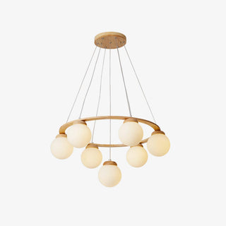 Lustra Lustre en Bois avec Anneau et Globes