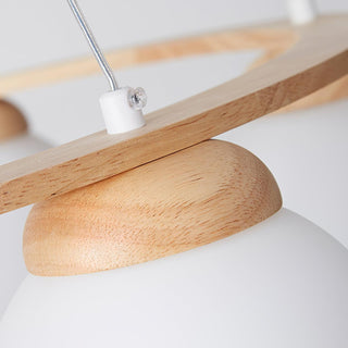 Lustra Lustre en Bois avec Anneau et Globes