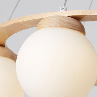 Lustra Lustre en Bois avec Anneau et Globes