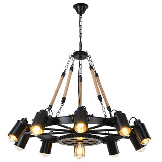 Epoch Suspension LED Industrielle Métal Noir/Corde Café/Bar