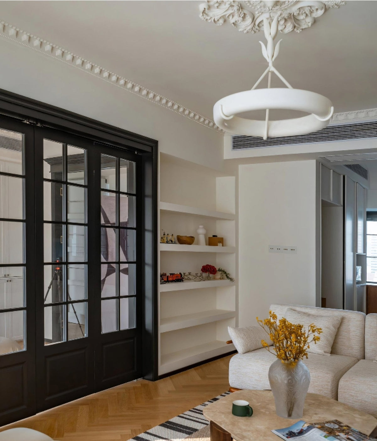 Tinsley Plaster Chandelier-Neutral Decor