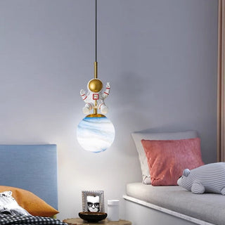 Aria Suspesion Globe Moderne, Metal/Verre, Blanc/Bleu, Chambre