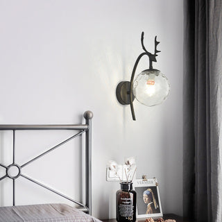 Valentina Applique Murale Bois de Cerf Art-Déco Moderne Métal/Verre Noir/Or Salon