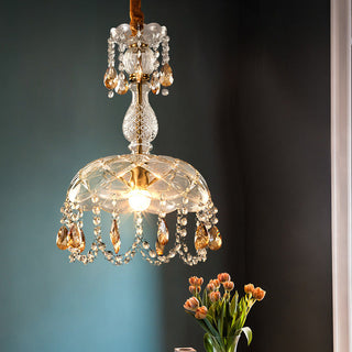 Kristy Rétro LED Cristal Rond Suspension Or Verre Chambre À Coucher