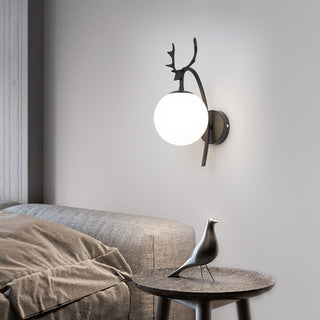 Valentina Applique Murale Bois de Cerf Art-Déco Moderne Métal/Verre Noir/Or Salon
