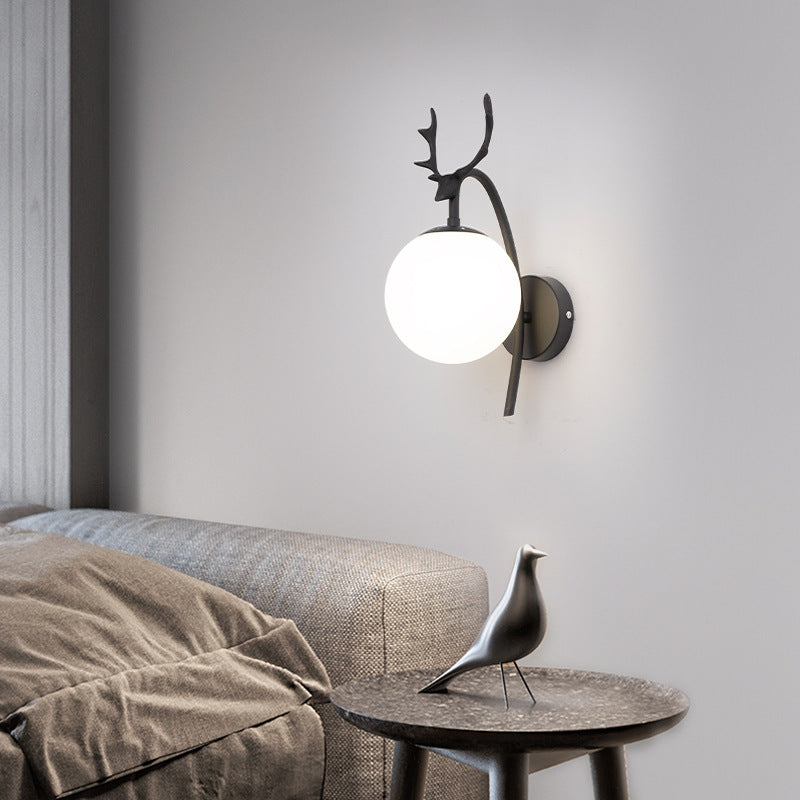 Valentina Applique Murale Bois de Cerf Art-Déco Moderne Métal/Verre Noir/Or Salon