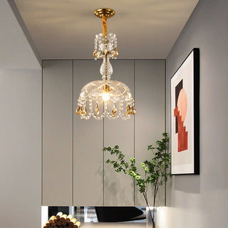 Kristy Rétro LED Cristal Rond Suspension Or Verre Chambre À Coucher