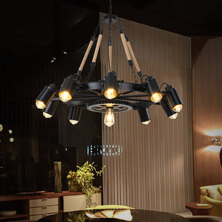 Epoch Suspension LED Industrielle Métal Noir/Corde Café/Bar