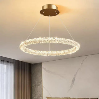 Kristy Suspension Anneau Minimaliste, Metal/Cristal, Blanc, Chambre