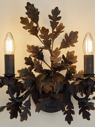 Oak Leaf Wrought Sconce-Neutral Decor