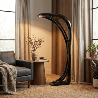 Obsidian Curve Floor Lamp-Neutral Decor