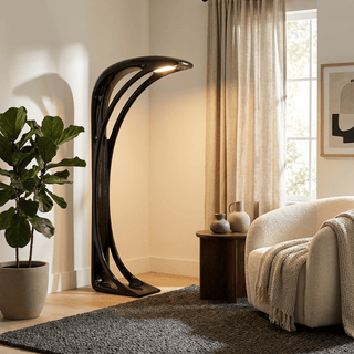 Obsidian Curve Floor Lamp-Neutral Decor