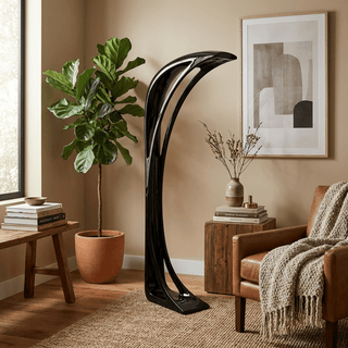 Obsidian Curve Floor Lamp-Neutral Decor